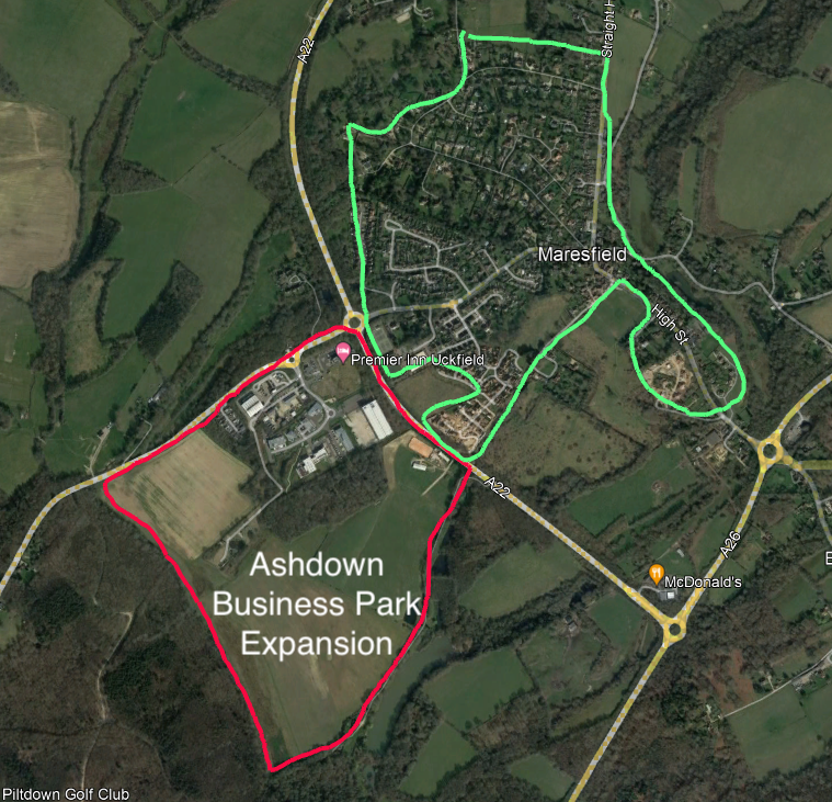 Diagram of Ashdown Business Park and Maresfield